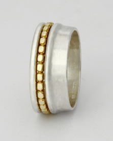 Three band 'Stacking Ring' in silver and 18K gold.